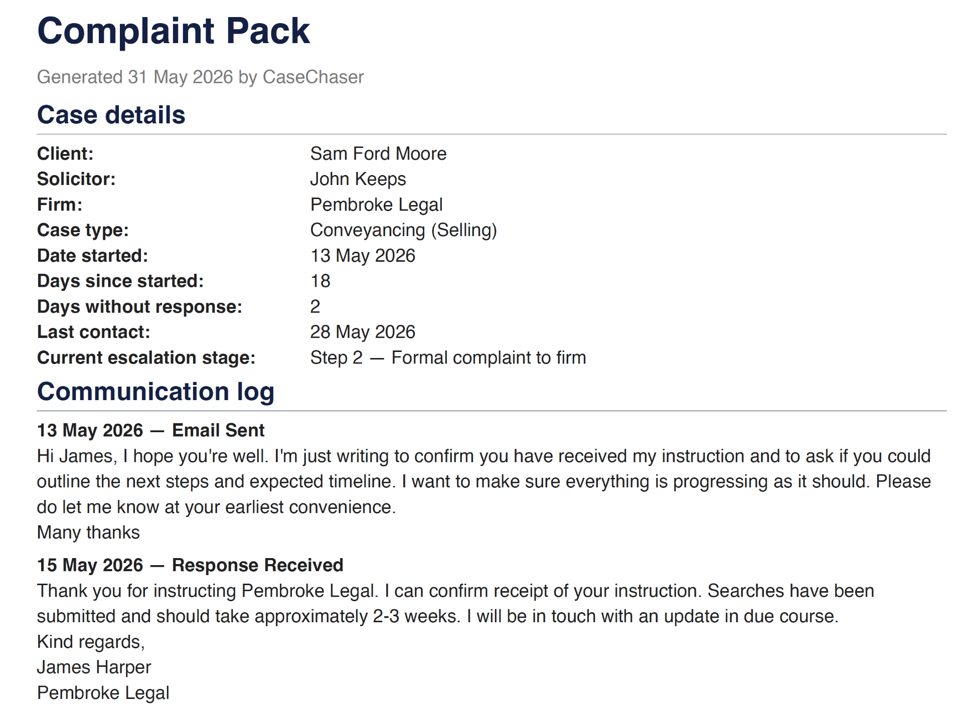Complaint Pack Generator